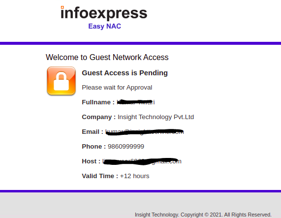 Guest Access Is Pending Network Access Control
